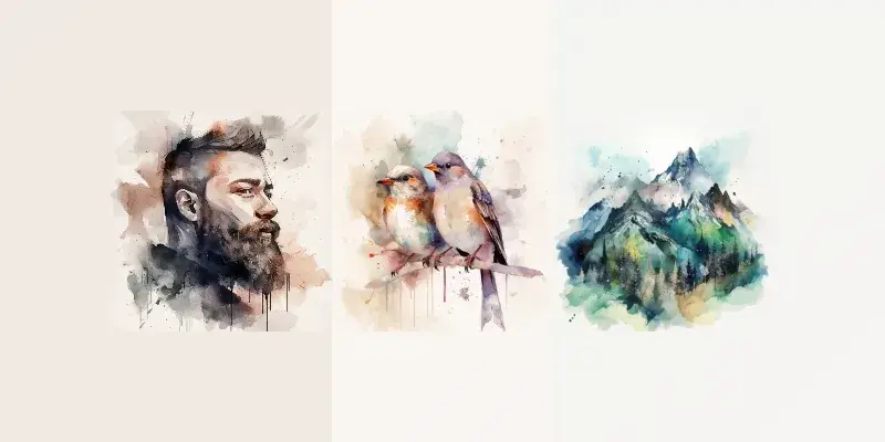 Midjourney Prompt – Watercolor Objects and Designs